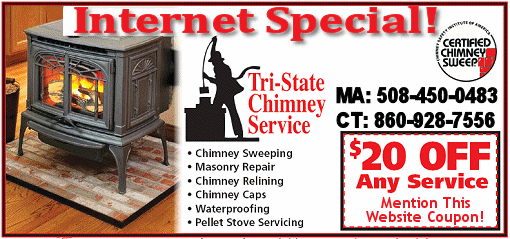 Internet discount coupon for chimney cleaning, repair and inspections in Waltham, Massachusetts.